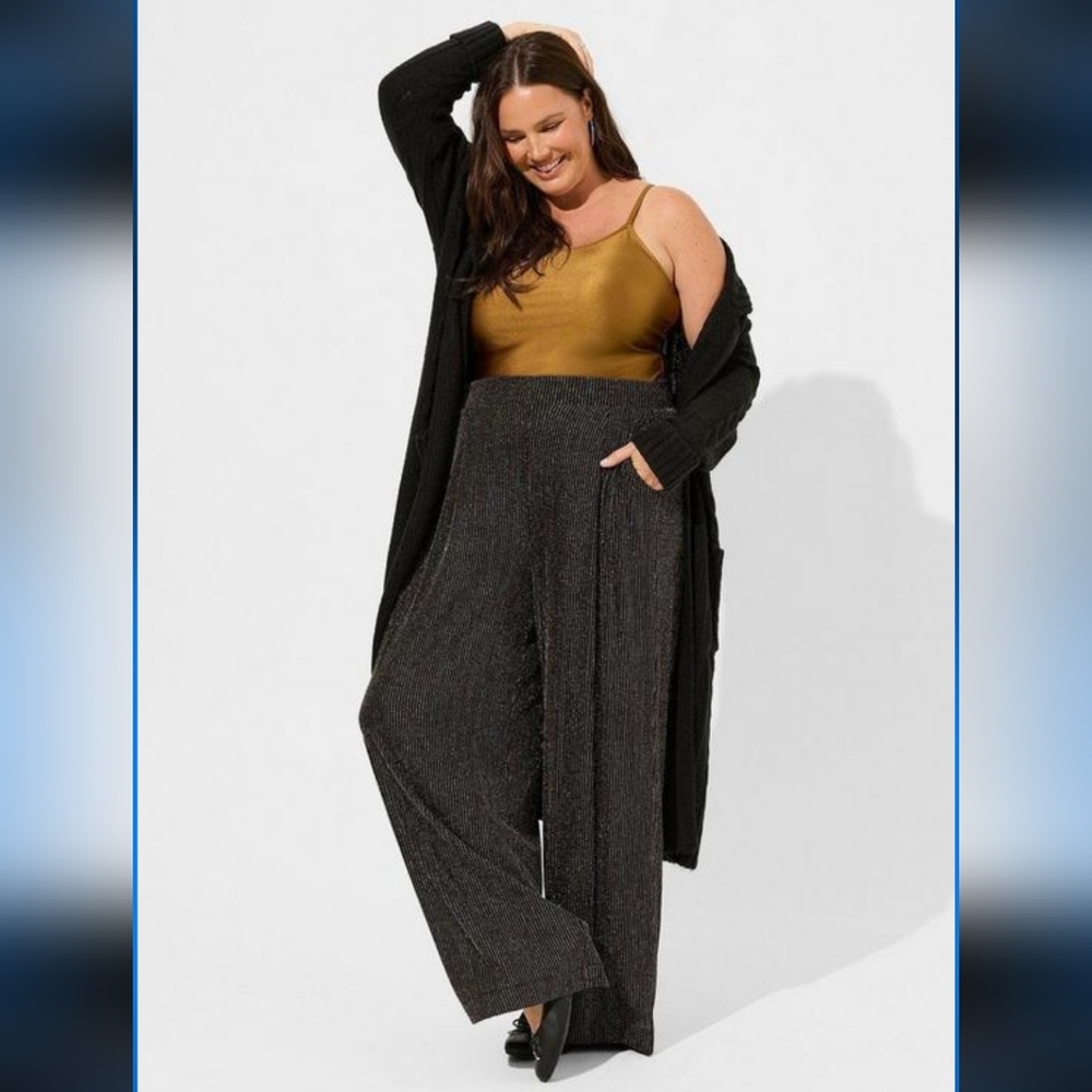 Torrid Wide Leg Metallic Stripe Trousers Size 2